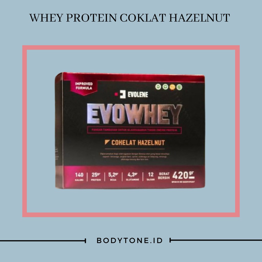 Evolene Whey Protein Evowhey 12 sachets rasa coklat hazelnut BPOM HALAL Agen RESMI Evolene Sukoharjo