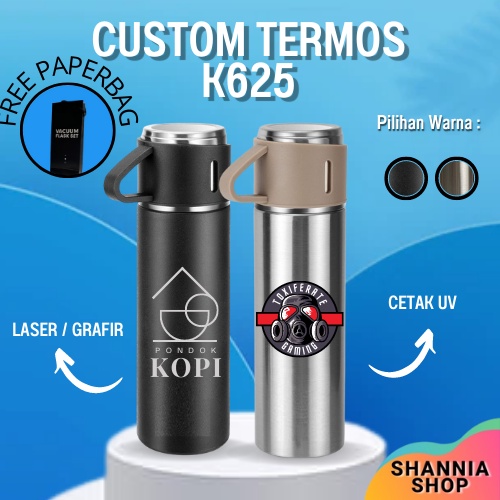 CUSTOM [ NAMA / LOGO ] K626 Termos Sultan Vacuum Flask Premium / LASER GRAFIR / UV PRINT / PROMOSI SOUVENIR HAMPERS