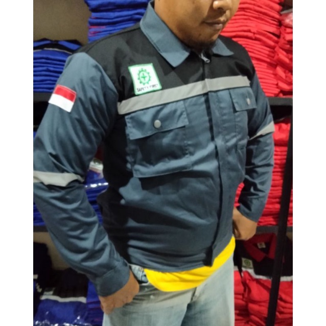 WEARPACK SAFETY / KEMEJA SAFETY / BAJU SAFETY LENGAN PANJANG / BAJU PROYEK KEREN / BAJU KERJA PRIA PROYEK / BAJU KERJA PIRA LAPANGAN / BAJU MEKANIK / BAJU WEARPACK / WERFAK PRIA KERJA / BAJU WEARPACK KERJA PROYEK / WEARPACK PROYEK / ABU BIRU LANGIT