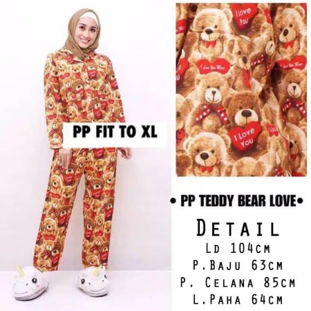 Piyama PP Teddy Bear Love Lengan Panjang,Celana Panjang