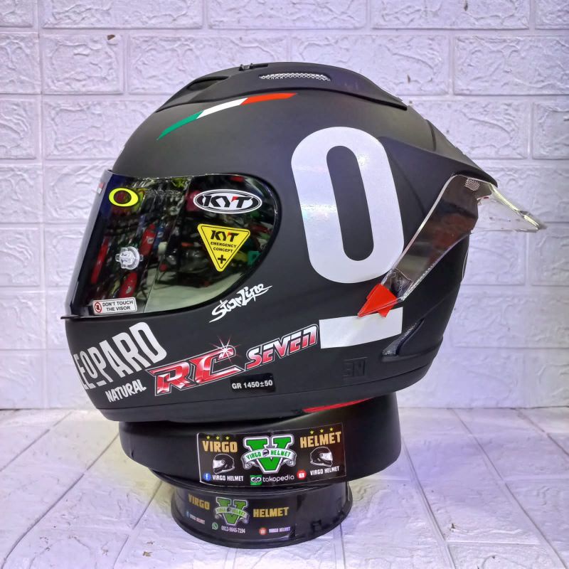 Jual HELM KYT RC7 SOLID BLACK MATT+STIKER LEOPARD WHITE Shopee Indonesia