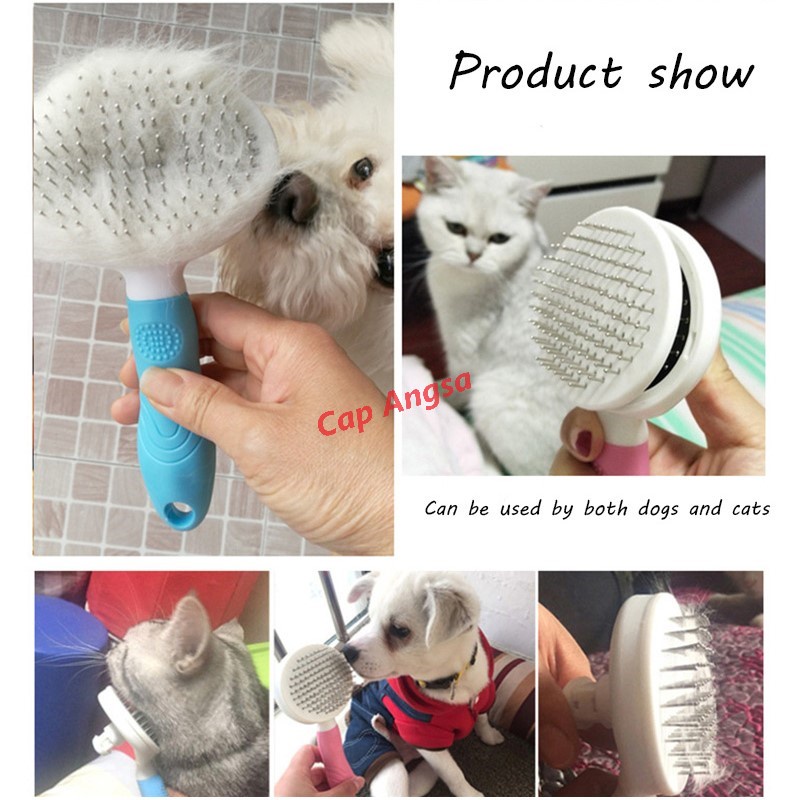 SISIR HEWAN ANJING KUCING OTOMATIS PET GROOMING BRUSH COMB AUTOMATIC SHEEDING CAT DOG GROMING TOMBOL