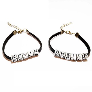  Gelang  kulit coklat custom nama BR25 Satuan Gelang  