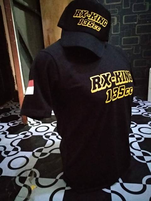Paket kaos dan topi RX KING RAJA JALANAN sablon dua sisi full sablon combed 30s kaos standart distro