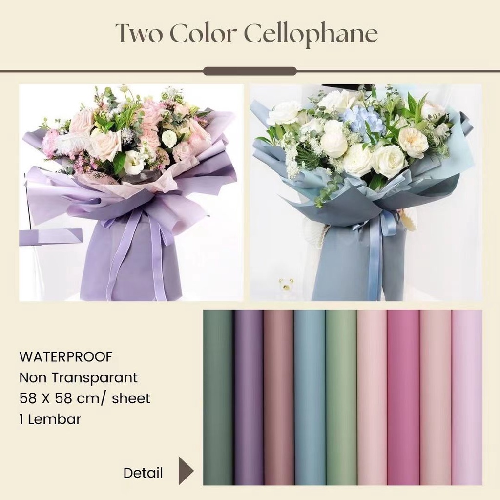 Two Color Cellophane Kertas Bunga Wrapping Cellophane Paperwrap Buket Bunga Bungkusan Bunga / Flower Wrapping / Cellophane / Wrap / Kertas Bunga / Kertas Kado / Flower Paper / Kertas Grosir / Kertas Import / Kertas Cellophane / Florist / Buket Bunga / Flo