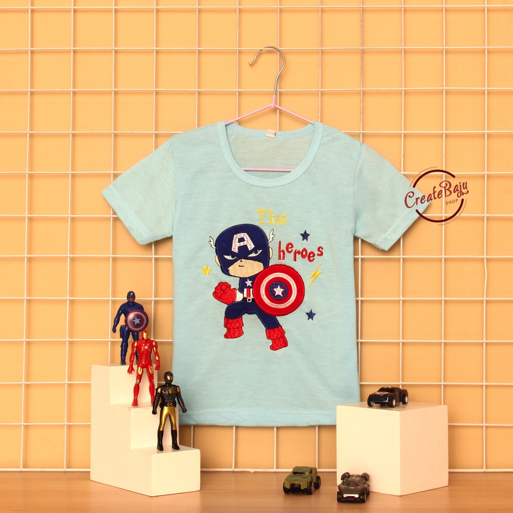 BAJU KAOS ANAK COWOK CAPTAIN HEROES 1-4 TAHUN TERMURAH ATASAN ANAK COWOK