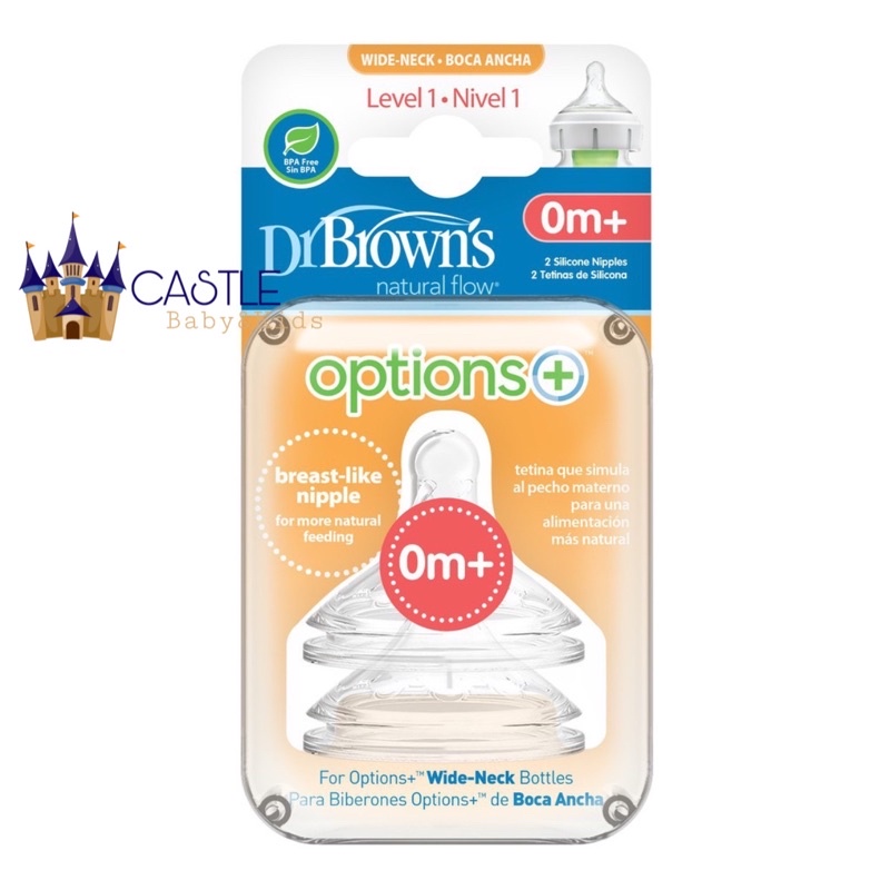 Castle - Dr. Browns Options+ Wide Neck Silicone Nipple 2PK - Dot Botol Susu