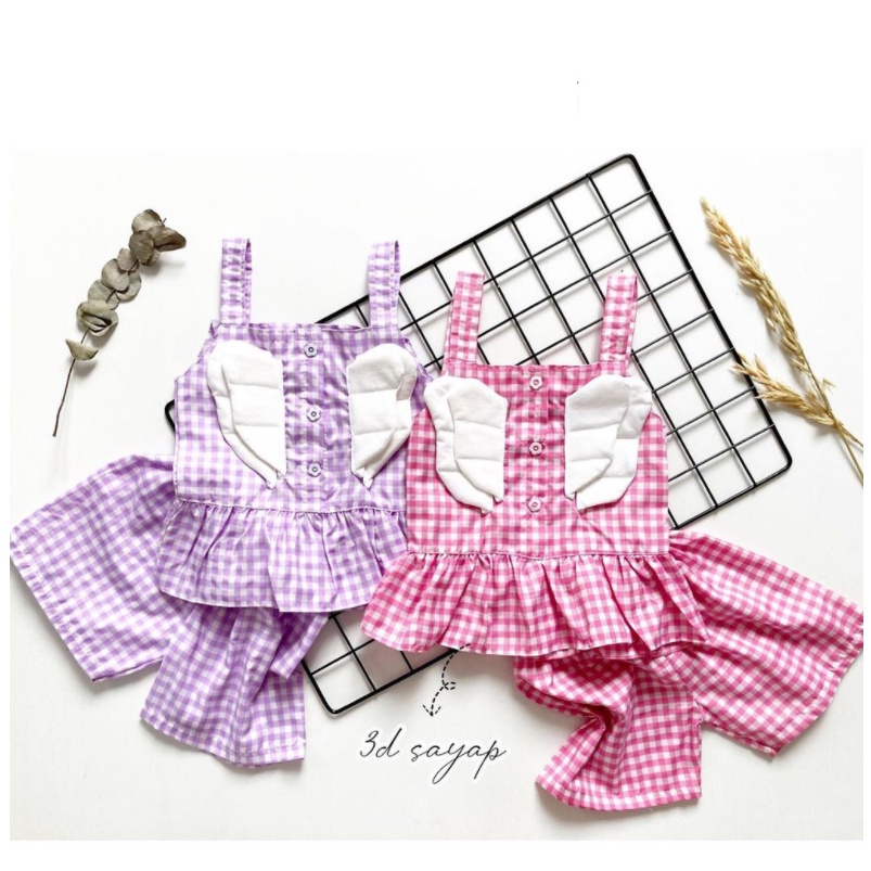 Angelic Set Setelan Pendek Bayi Lucu dengan Sayap FBS