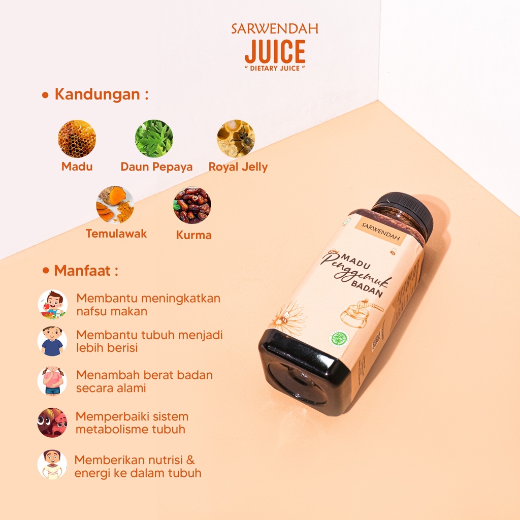 [ KURMA ] MADU KURMA PENGGEMUK  BY SARWENDAH JUICE HALAL BPOM / MADU PENAMBAH NAFSU MAKAN