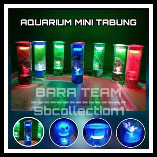 AQUARIUM IKAN  CUPANG MINI TABUNG  FULL HIASAN DAN LAMPU  