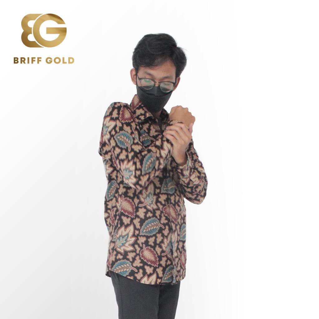 Kemeja Batik Briffgold Daun Solo Lengan Panjang