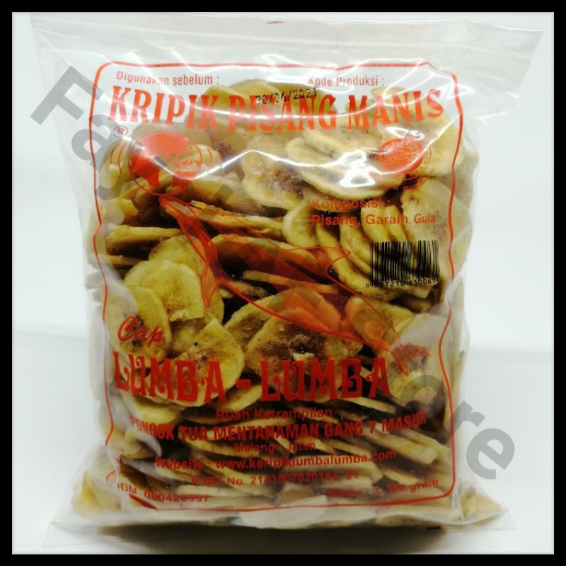 

(300grm) KRIPIK PISANG MANIS Cap LUMBA LUMBA Renyah Empuk