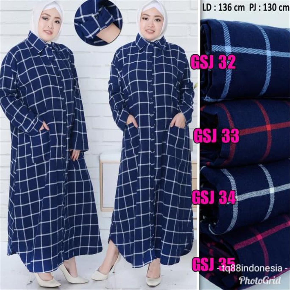 Top Gamis Flanel Super JumboGamisBaju Gamis Wanita TerbaruGamis Terbaru Navy Biru