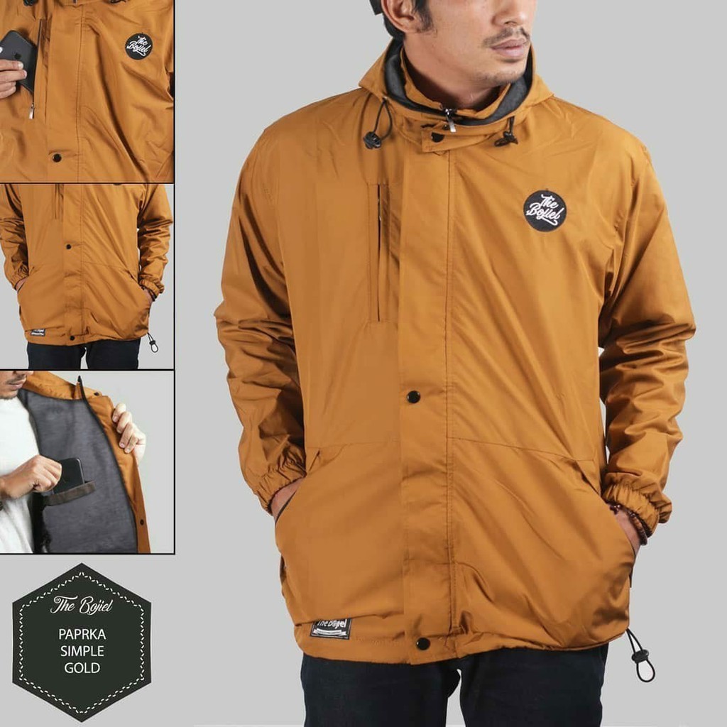 Jaket Parka Taslan Waterproof The Bojiel Original Polos - Light Green