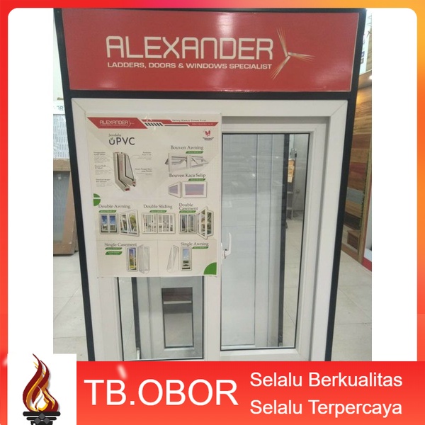 Jendela UPVC Full Sliding Tipe Double Sliding Motif Kaca Polos Bening Warna Putih Salju Snow Full Pr