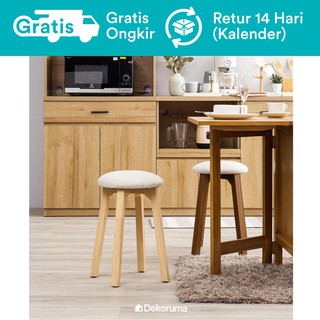  Dekoruma  Sanda Kursi Stool Sofa Bulat Kaki Kayu Minimalis 