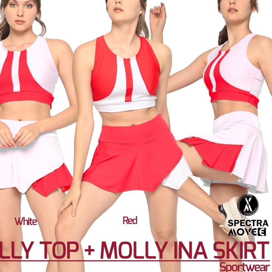 Keluaran Terbaru.. Rok senam MOLLY INA SKIRT baju senam KELLY TOP rok merah rok putih atasan senam c