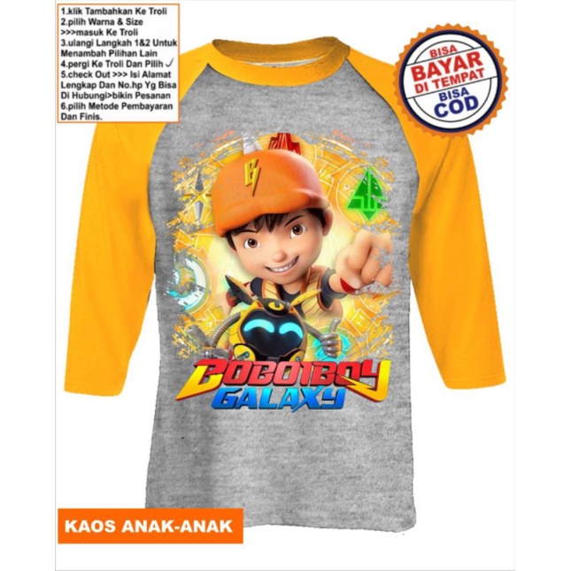 kaos anak" boboboy  04...sablon dtf berkualitas tinggi. topi. orenge