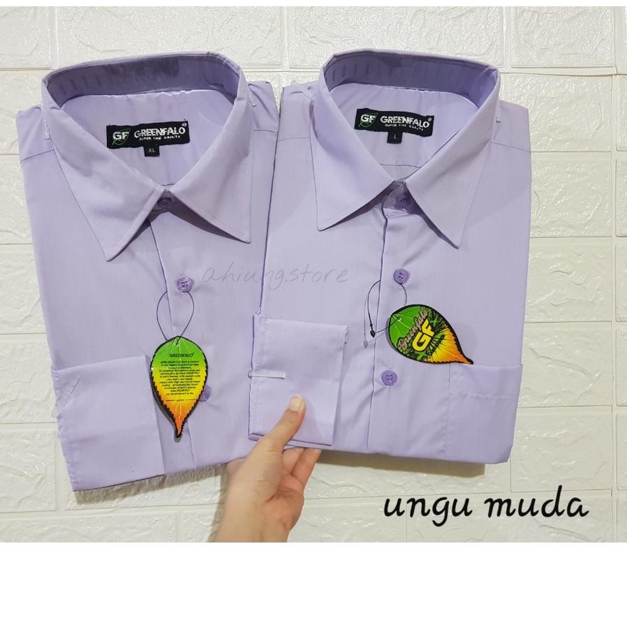 Kekinian KEMEJA PRIA GREENFALO - KEMEJA POLOS LENGAN PANJANG PRIA WARNA UNGU TUA / UNGU TERONG / UNG