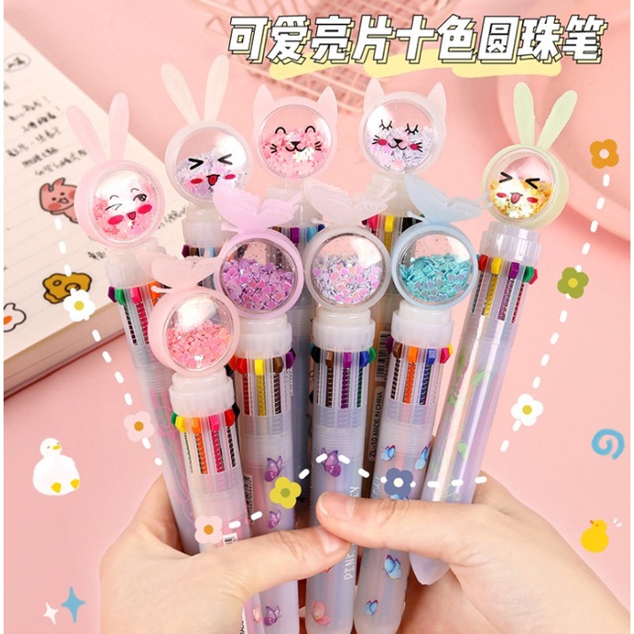 

J2 - Pulpen 10 warna bunny cat pen 10 color kelinci kucing