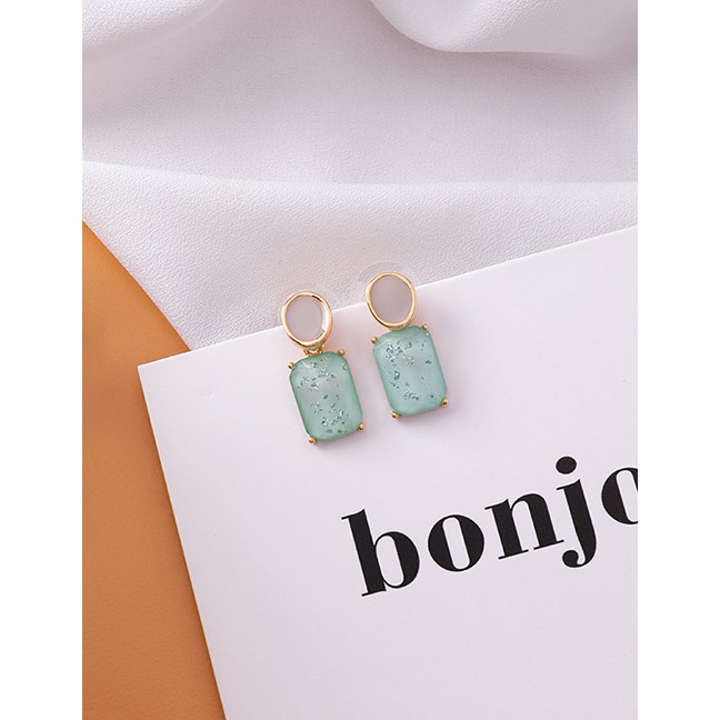 LRC Anting Tusuk Fashion S925 Silver Needle Oval Square Earrings F4866X