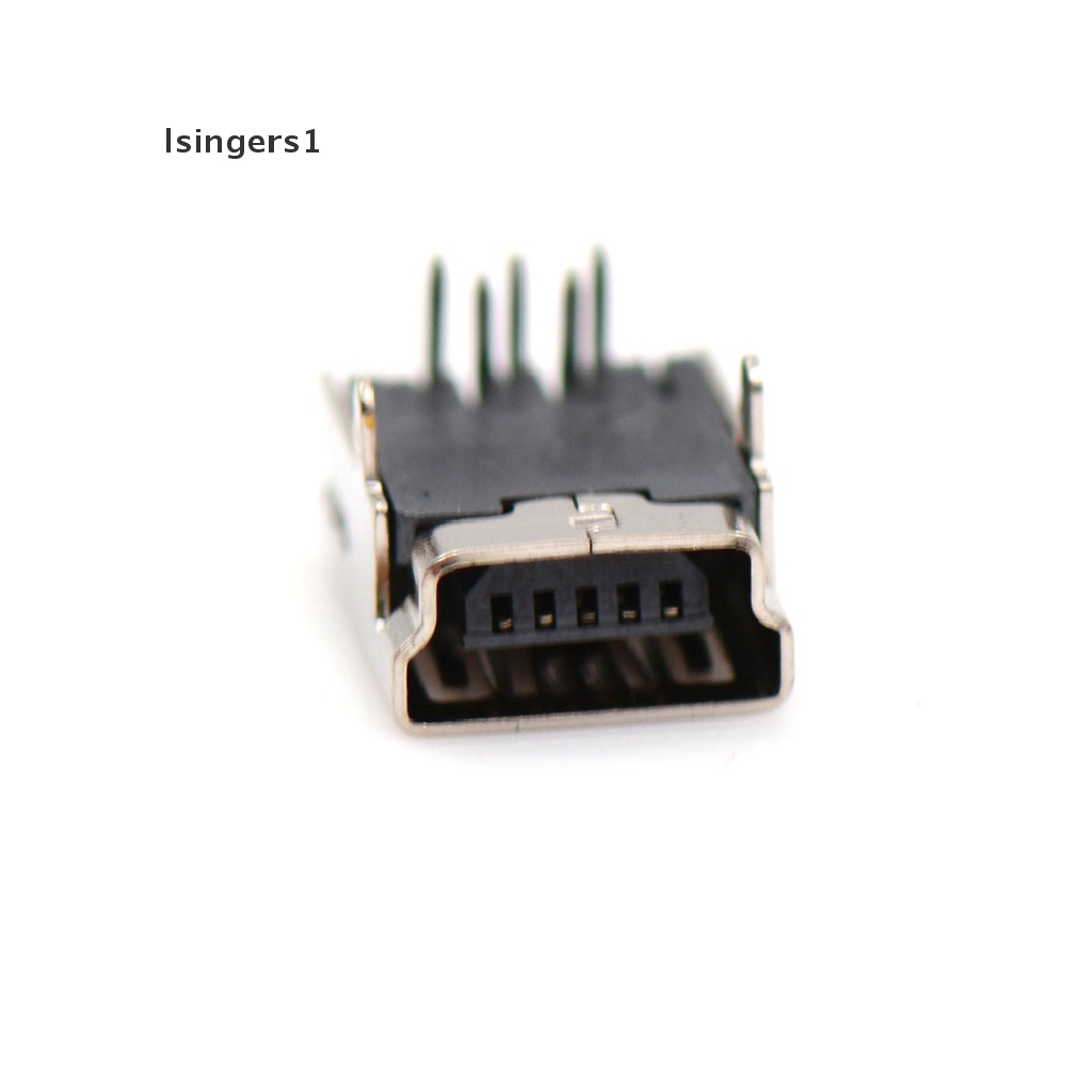 (lsingers1) 10pcs Konektor Soket PCB Mini USB Female 5 Pin Tipe B Right Angle 2 Kaki DIY