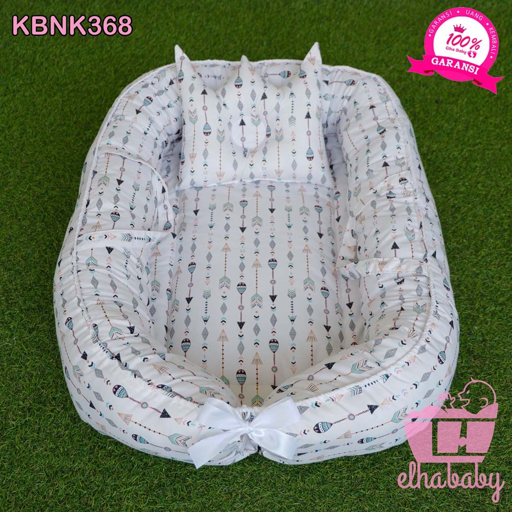 Kasur perahu Lipat Bayi Set Kelambu Bantal Guling Tempat Tidur Anak Baru Lahir Motif Lucu Bonus Tas