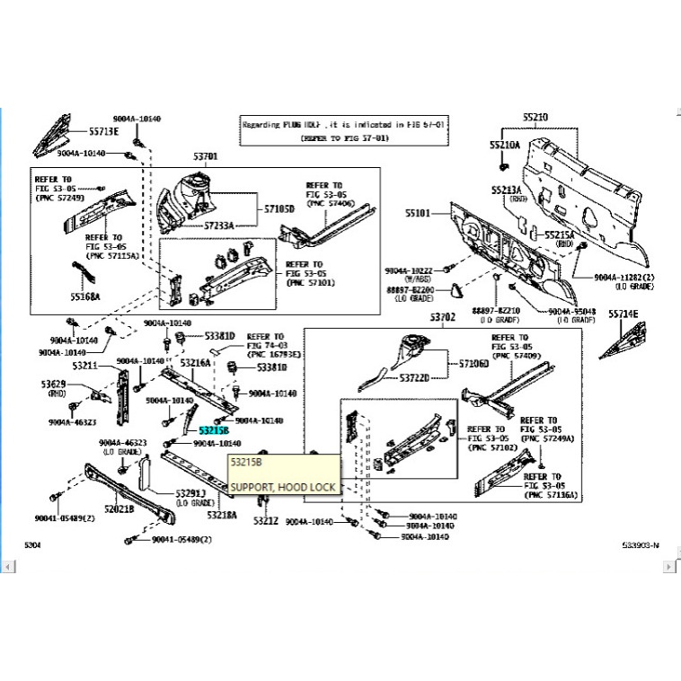 Tiang / Support Hood Lock Kap Motor Agya Ayla 53215-BZ120