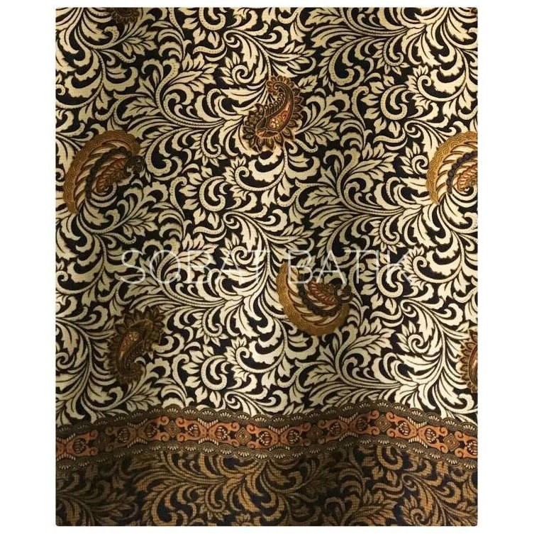 Cuci Gudang!! Kain Batik Semi Sutra Motif 60504 Hitam Emas
