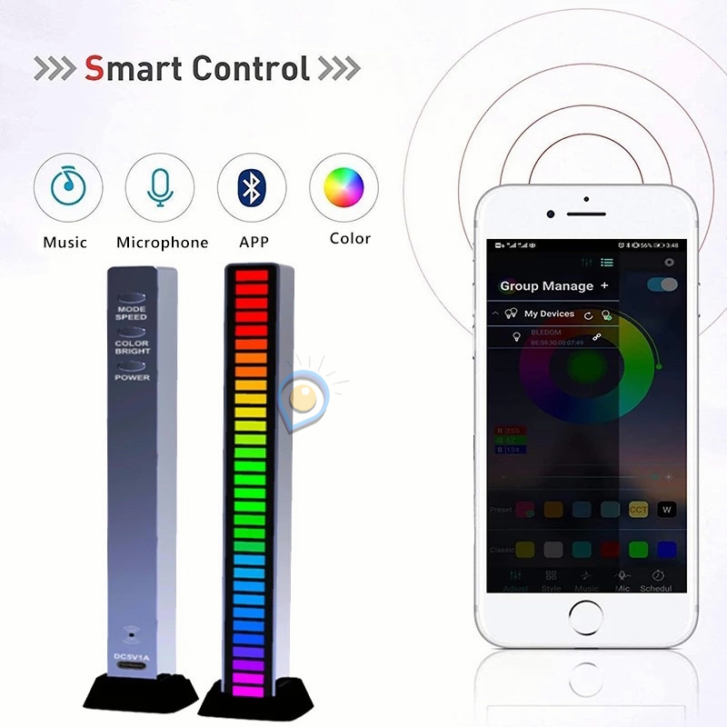 [KONTROL APLIKASI] Lampu LED RGB bar Strip spectrum Audio Indicator voice / Music Sound Control - Lampu Disco Musik Bar