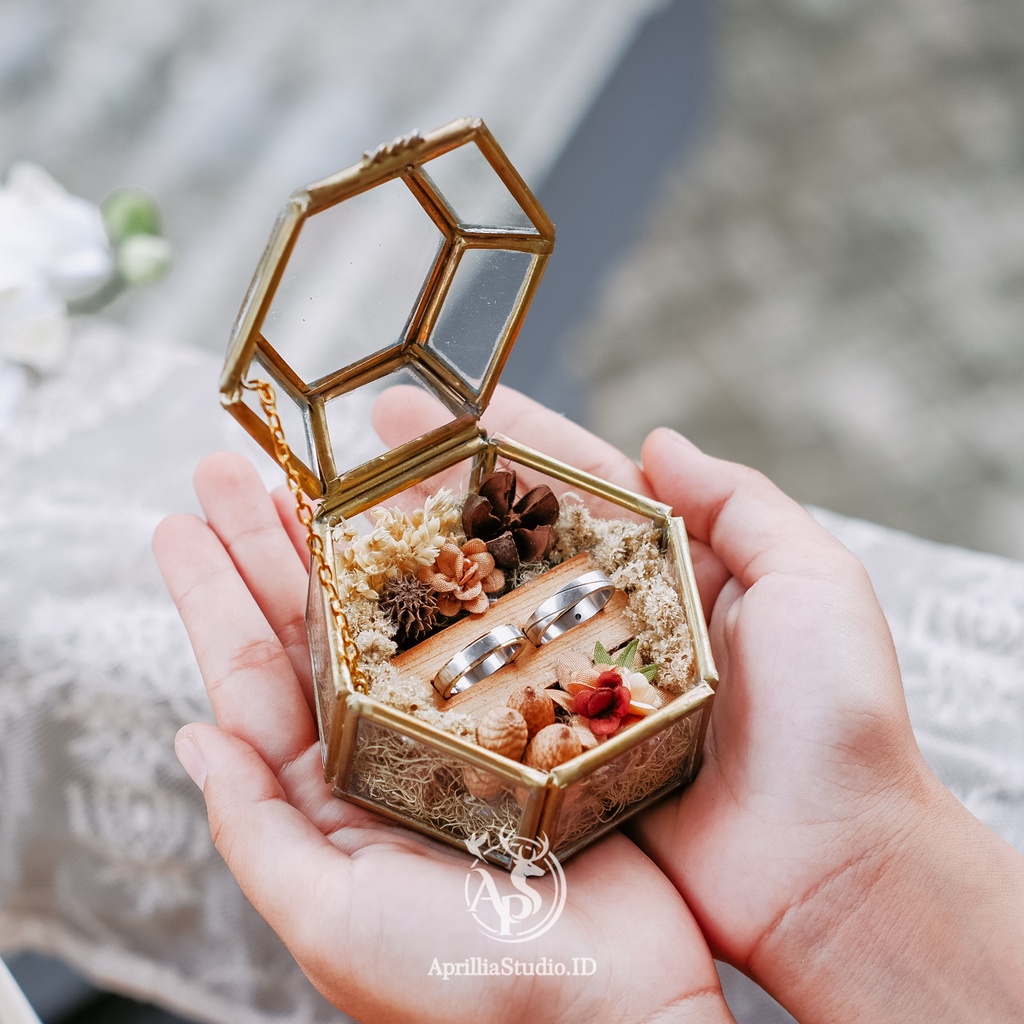 RING BOX TEMPAT CINCIN LAMARAN GLASS BOX RUSTIC AESTHETIC