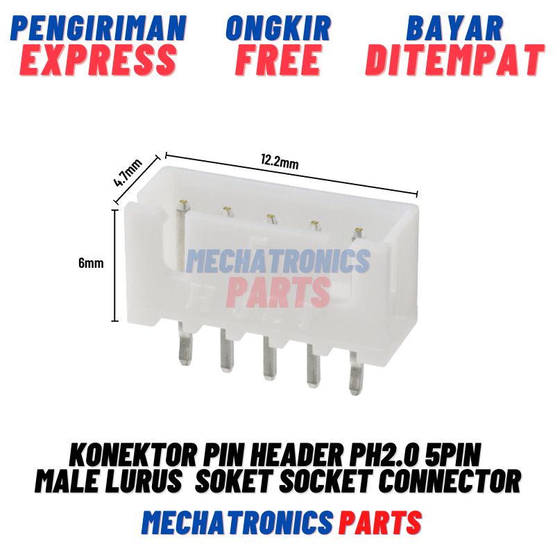 Konektor Pin Header PH2.0 5Pin Male Lurus 5P PH 2.0mm 2mm Soket Socket Connector