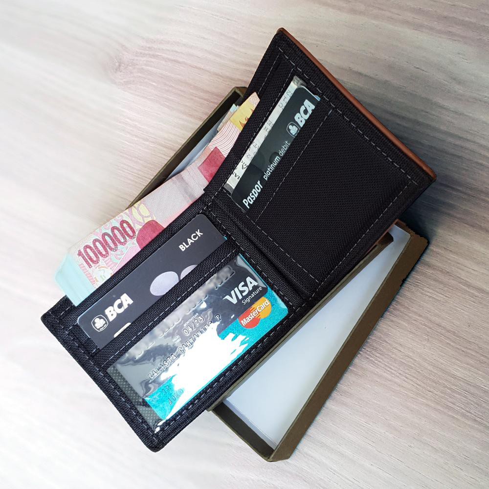 Dompet Pria Retro + BOX Dompet Kulit Sintetis Lipat Dua Multicard Stylish