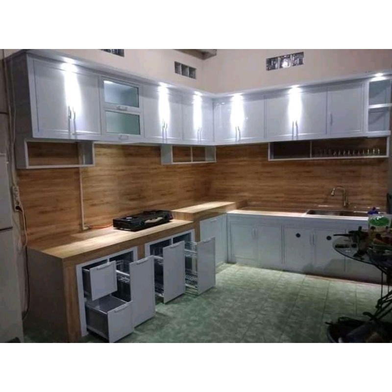 PROMO KITCHEN SET murah aluminium - custom KITCHEN SET ALUMINIUM minimalis modern - lemari gantung a