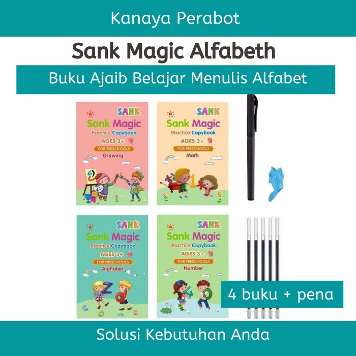 

Sank Magic Book/ Buku Pintar Belajar Menulis Membaca Latihan Paud Preschool Buku Menulis Mewarnai Magic Book SANK Magic Practice Book 1 SET ISI 4 BUKU + PULPEN