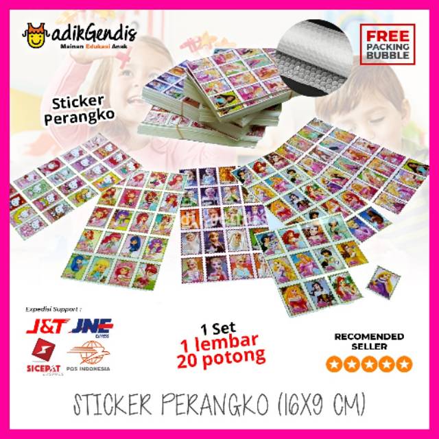 Mainan anak sticker perangko karakter untuk anak perempuan dan laki laki