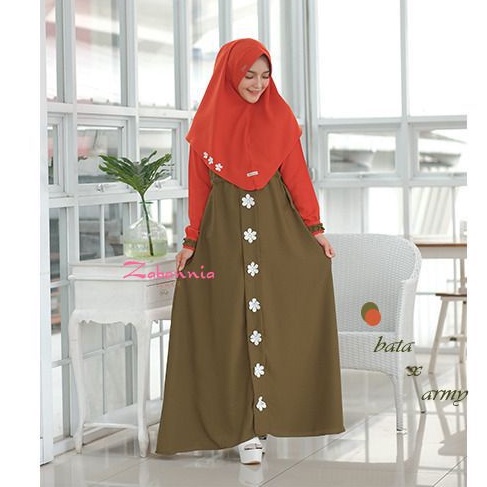 KARINA DRESS BY ZABANNIA GAMIS BAJU BUSANA MUSLIM WANITA DEWASA BUSUI FRIENDLY BAHAN CREPE WARNA HIJ