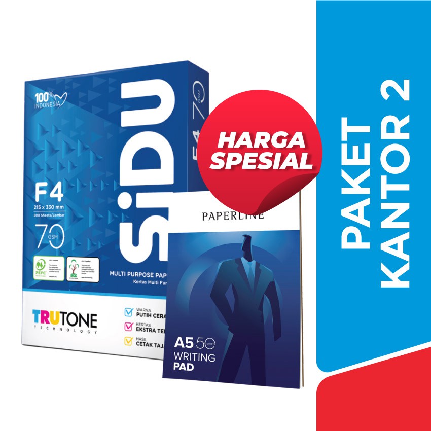 

SiDU Paket Kantor 2 (Kertas HVS 70 GSM F4 & Writing Pad A5)