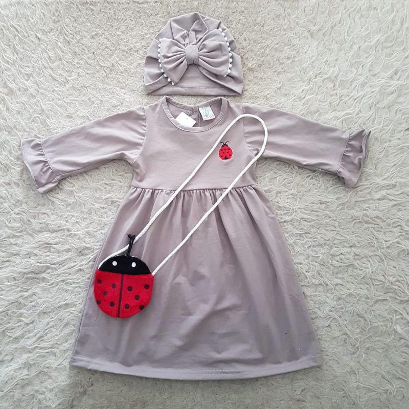 baju bayi Dress + Tas dan Turban