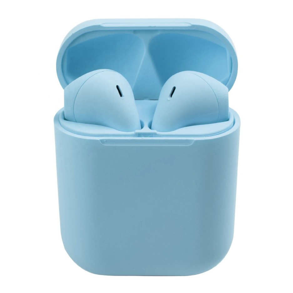 ❤Grosir❤ headset bluetooth iduabelas Macaron i12 TWS earphone Bluetooth Wireless android-i12BIRU MUDA