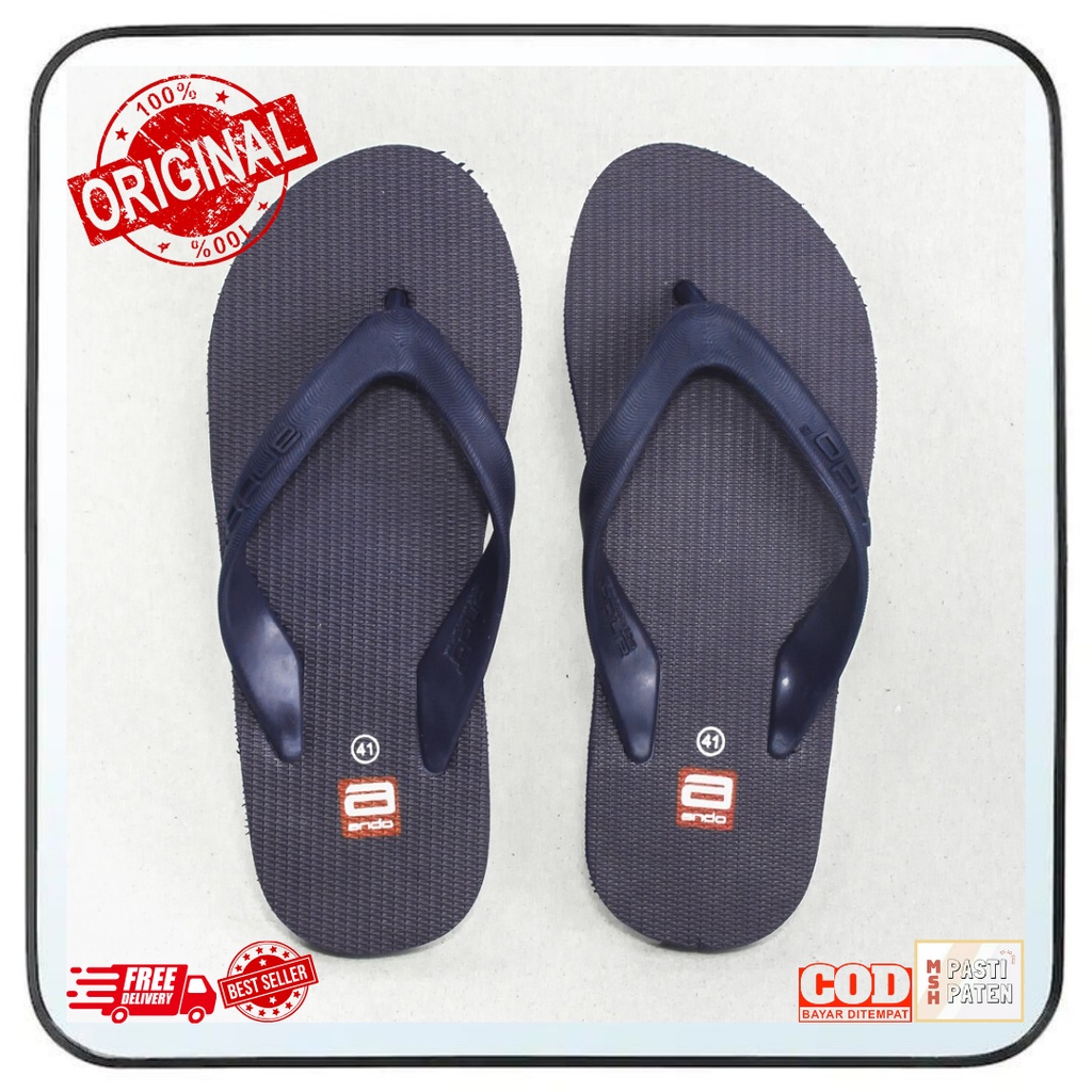 SANDAL ANDO HAWAII ORIGINAL 100% HITAM ABU NAVY COKLAT HIJAU SIZE 38-46 Sandal jepit pria