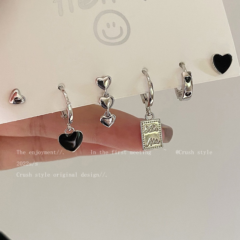 Set Anting Rantai Mutiara Kristal 2k Bentuk Hati Tulip Cherry Gaya Korea Untuk Wanita