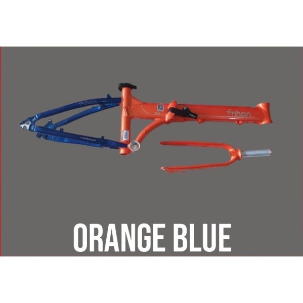 Frame Fnhon Blast + handlepost warna orange biru orange blue 2 warna discbrake 20 22 inch