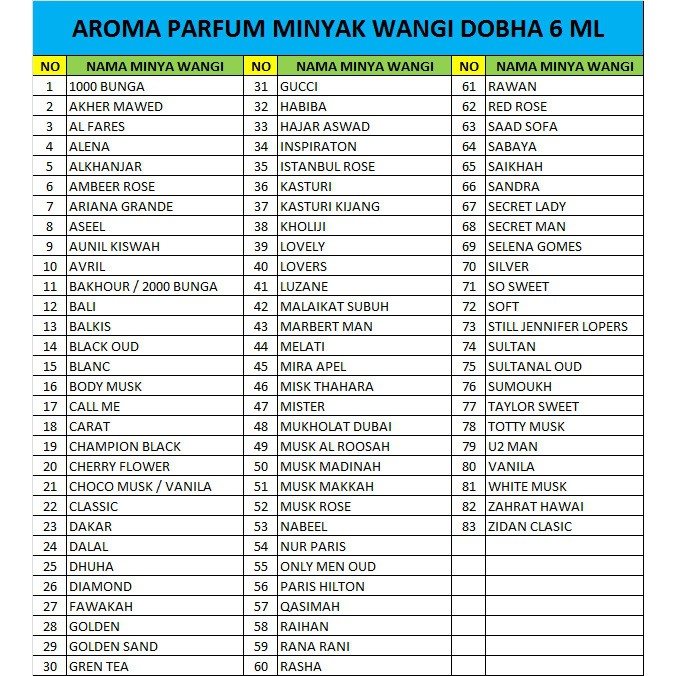 Parfum Dobha Habibah 6 ml Minyak Wangi Non alkohol