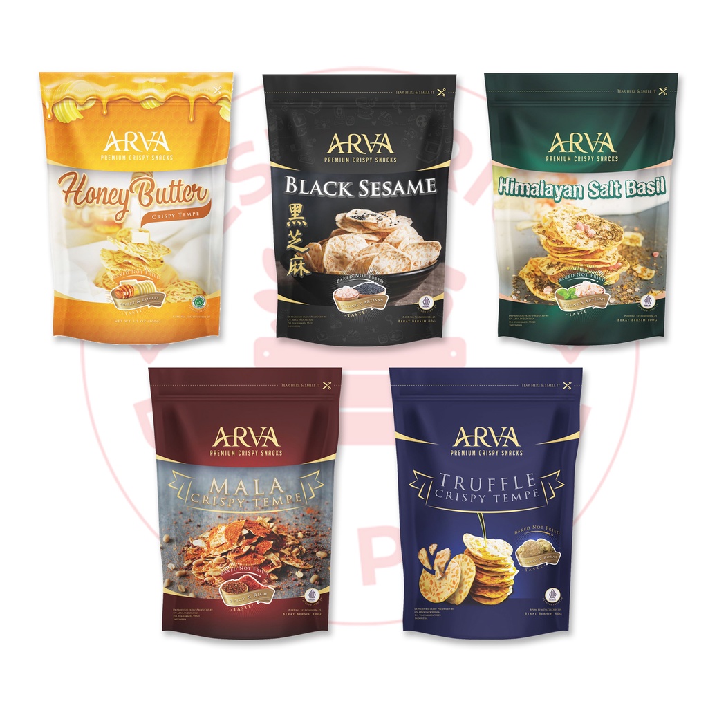 ARVA - SEMUA VARIAN CRISPY TEMPE SNACK - 80/100 GR (PREMIUM &amp; HALAL)