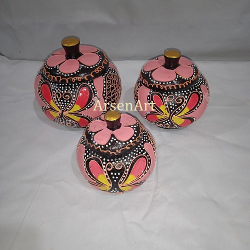 Toples Keller Antik Bahan Kayu Motif Lukisan Painting 3 pcs (1 set)