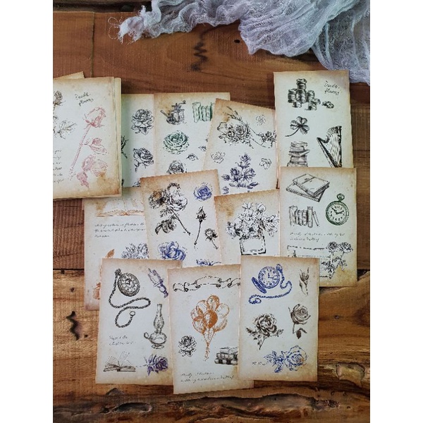 

poscard seri Vintage Flowery 5pcs Random