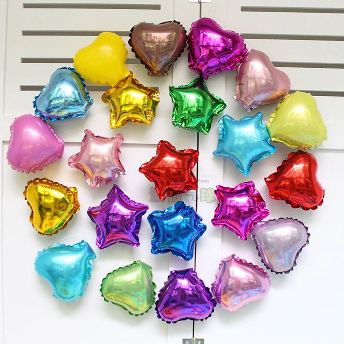 AVVET Balon Foil Love Star Wajik Balon Foil Bentuk Bintang Dan Hati Balon Foil 9,5 inch / 25 cm Balon Pesta Balon Dekorasi Satuan Murah