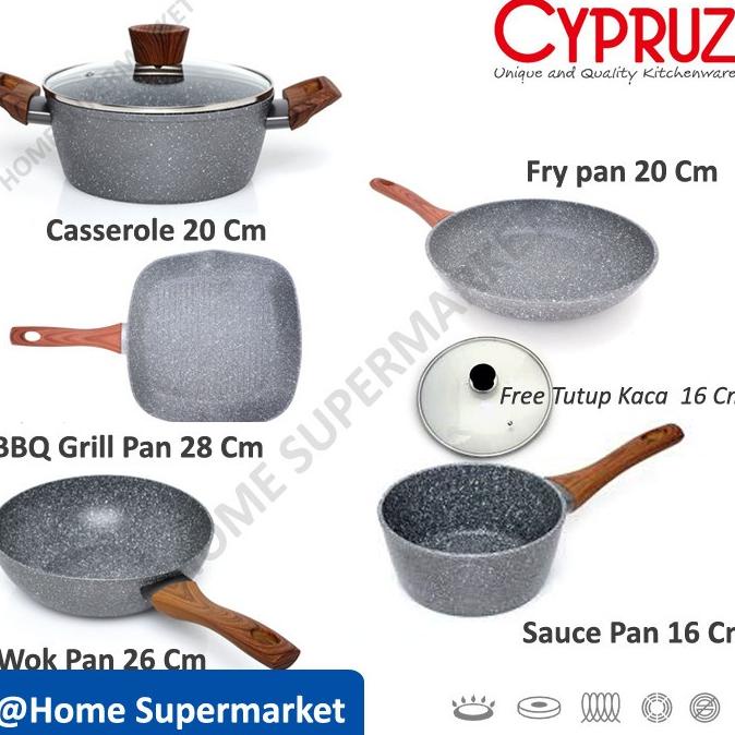 Panci Set Wajan Anti Lengket Marble Keramik Kuali Induksi Gas Arisan Wn78676