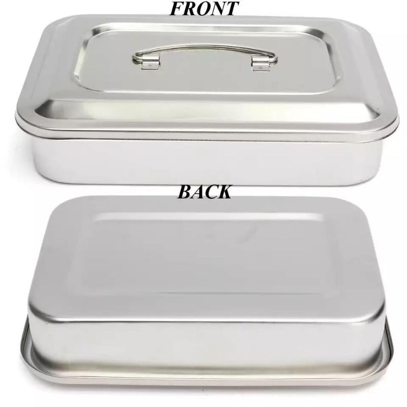 Dental tray dengan tutup stainless steel storage box kotak besar tempat alat instrument instrumen